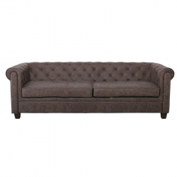 CHESTERFIELD Newport Kαναπές 3Θέσιος Σαλονιού - Καθιστικού, Ύφασμα Antique Look Καφέ  219x82x73cm