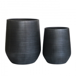 FLOWER POT-17 Set 2 τεμαχίων, Cement Απόχρωση Anthracite  Φ45x50cm - Φ53x63cm