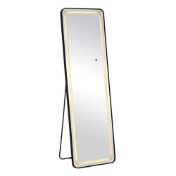 LED-7 Καθρέπτης Τοίχου-Δαπέδου Φωτιζόμενος, Αλουμίνιο Μαύρο, Αφής με 3 επιλογές φωτισμού  50x32x160cm