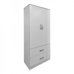 Ντουλάπα εξάφυλλη με πατάρι Athos pakoworld λευκή 240x42x240εκ