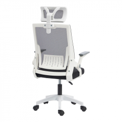 Καρέκλα γραφείου Plymot pakoworld λευκή - mesh μαύρο 48x58x112-122εκ