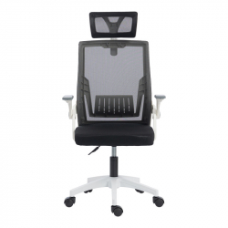 Καρέκλα γραφείου Plymot pakoworld λευκή - mesh μαύρο 48x58x112-122εκ