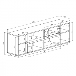 Σύνθετο σαλονιού Norda pakoworld κρεμ με oak 187x40x58.4εκ