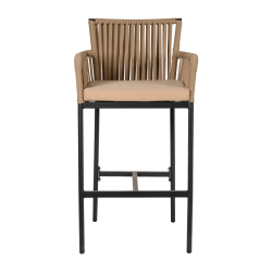 Σκαμπό ArteLibre KINTAMPO Μπεζ/Μαύρο Αλουμίνιο/Rattan 55x58x108cm