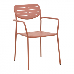 Τραπεζαρία Moraja Deraby pakoworld σετ 3τεμ terracotta μέταλλο 70x70x73εκ