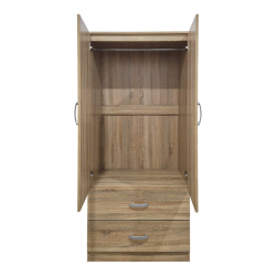 Ντουλάπα δίφυλλη με 2 συρτάρια Alvia pakoworld sonoma 80x51.5x180εκ