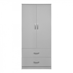 Ντουλάπα δίφυλλη με 2 συρτάρια Alvia pakoworld λευκή 80x51.5x180εκ