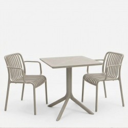 Τραπεζαρία Zoi Groovy pakoworld σετ 3τεμ cappuccino PP 80x80x74εκ