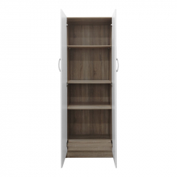 Ντουλάπα δίφυλλη Athos pakoworld σε sonoma-λευκή απόχρωση 60x42x180εκ