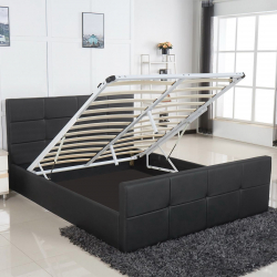 Κρεβάτι ArteLibre ANEMONE Μαύρο PU Με Αποθηκευτικό Χώρο 217.5x170.5x100cm(Στρώμα 160x200cm)