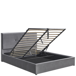 Κρεβάτι Υπέρδιπλο ArteLibre YUMA Γκρι Ύφασμα 214x1170x10cm (Στρώμα 160x200cm)