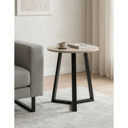 Βοηθητικό τραπέζι Berton pakoworld cappuccino με μαύρο μέταλλο Φ45x52εκ