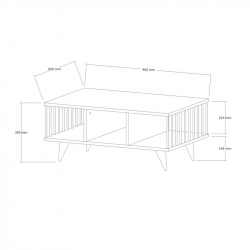Τραπέζι σαλονιού Pena pakoworld sonoma με μαύρο 90x60x39,5εκ