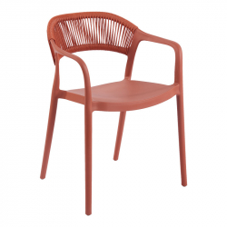 Πολυθρόνα Ankara pakoworld στοιβαζόμενη pp-pe rattan σε terracotta απόχρωση 54x55.5x77εκ
