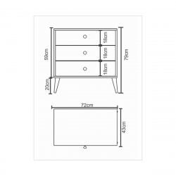 Συρταριέρα ArteLibre AMARI Δρυς/Λευκό Μοριοσανίδα 72x43x79cm