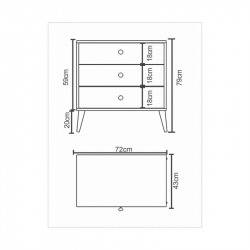 Συρταριέρα ArteLibre AMARI Δρυς/Λευκό Μοριοσανίδα 72x43x79cm