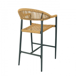 MADISON Σκαμπό Bar, ALU Ανθρακί, Rope Wicker Φυσικό  56x57x100cm