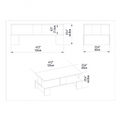 Τραπέζι σαλονιού Olly pakoworld λευκό 120x60x47εκ