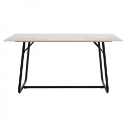 Τραπέζι Revello pakoworld sintered stone λευκό μαρμάρου-μαύρο 150x90x75εκ