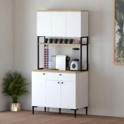 Ντουλάπια κουζίνας Lenner pakoworld λευκό-sonoma 90x45x184εκ