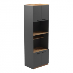 Ντουλάπα κουζίνας Rowan pakoworld σε ανθρακί-oak απόχρωση 60x42x182εκ