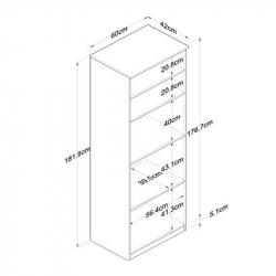 Ντουλάπα κουζίνας Rowan pakoworld σε ανθρακί-oak απόχρωση 60x42x182εκ