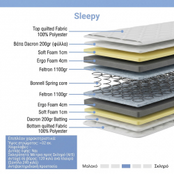 Κρεβάτι με στρώμα Athos Sleepy pakoworld λευκό 160x200εκ