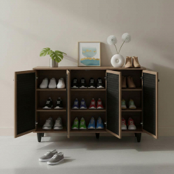 Παπουτσοθήκη-ντουλάπι Ronan pakoworld χρώμα καρυδί 105x35x66εκ