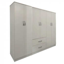 Ντουλάπα εξάφυλλη Athos Ι pakoworld λευκή 200,5x42x180εκ