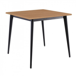 VIDAL Τραπέζι Μέταλλο Βαφή Μαύρο, Επιφάνεια 80x80cm/16mm Contract Sliq Beech  81x81x73cm