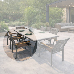 SIERRA Πολυθρόνα Dining Στοιβαζόμενη Αλουμινίου, Γκρι Padded κάθισμα & Flat Wicker  56x65x87cm