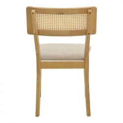 Καρέκλα Raffles pakoworld rubberwood με pe rattan και γκρι μπεζ ύφασμα 47x48x83.5εκ