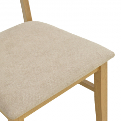 Καρέκλα Raffles pakoworld rubberwood με pe rattan και γκρι μπεζ ύφασμα 47x48x83.5εκ