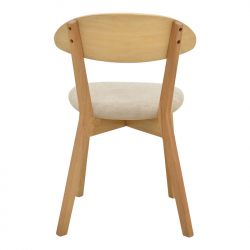 Καρέκλα Canon pakoworld rubberwood σε φυσική απόχρωση με γκρι μπεζ ύφασμα 43x43x79.5εκ
