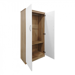 Ντουλάπα δίφυλλη Athos pakoworld σε sonoma-λευκή απόχρωση 80x42x180εκ