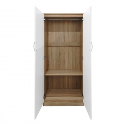 Ντουλάπα δίφυλλη Athos pakoworld σε sonoma-λευκή απόχρωση 80x42x180εκ