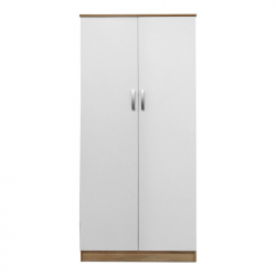Ντουλάπα δίφυλλη Athos pakoworld σε sonoma-λευκή απόχρωση 80x42x180εκ