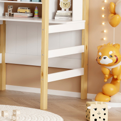 Παιδικό κρεβάτι Bedria pakoworld τ. Montessori ξύλο σε λευκή-φυσική απόχρωση 90x190εκ
