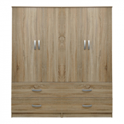 Ντουλάπα τετράφυλλη με συρτάρια Athos pakoworld sonoma 160x42x180εκ