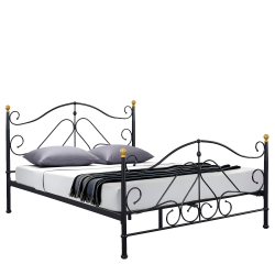 Κρεβάτι ArteLibre EVELYN Μεταλλικό Semy Glossy Black 210x159x109cm (Στρώμα 150x200cm)