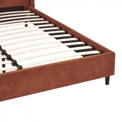 Κρεβάτι διπλό Sensa pakoworld κεραμιδί ύφασμα 160x200εκ