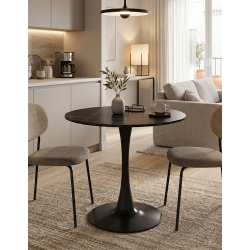 Τραπέζι Balou I pakoworld sintered stone σε μαύρο μαρμάρου Φ70x74εκ