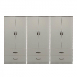 Ντουλάπα εξάφυλλη με συρτάρια Athos pakoworld λευκή 240x42x180εκ