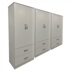 Ντουλάπα εξάφυλλη με συρτάρια Athos pakoworld λευκή 240x42x180εκ