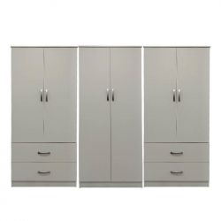 Ντουλάπα εξάφυλλη Athos pakoworld λευκή 240x42x180εκ