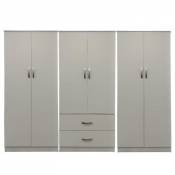 Ντουλάπα εξάφυλλη Athos I pakoworld λευκή 240x42x180εκ