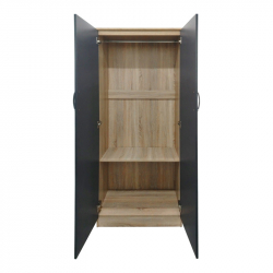 Ντουλάπα εξάφυλλη με πατάρι Athos pakoworld sonoma-ανθρακί 240x42x240εκ