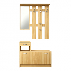 Έπιπλο εισόδου Jentia pakoworld  με καθρέπτη sonoma MDF 100x24x186εκ