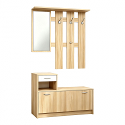 Έπιπλο εισόδου Jentia pakoworld  με καθρέπτη sonoma με λευκό MDF 100x24x186εκ