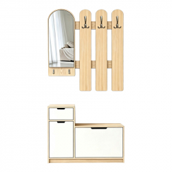 Έπιπλο εισόδου Kenty pakoworld  με καθρέπτη sonoma με λευκό MDF 100x28x110εκ
